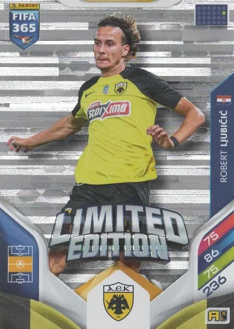 Robert Ljubičić Limited Edition AEK Athens FC - Panini FIFA 365 2026 Adrenalyn XL kaart