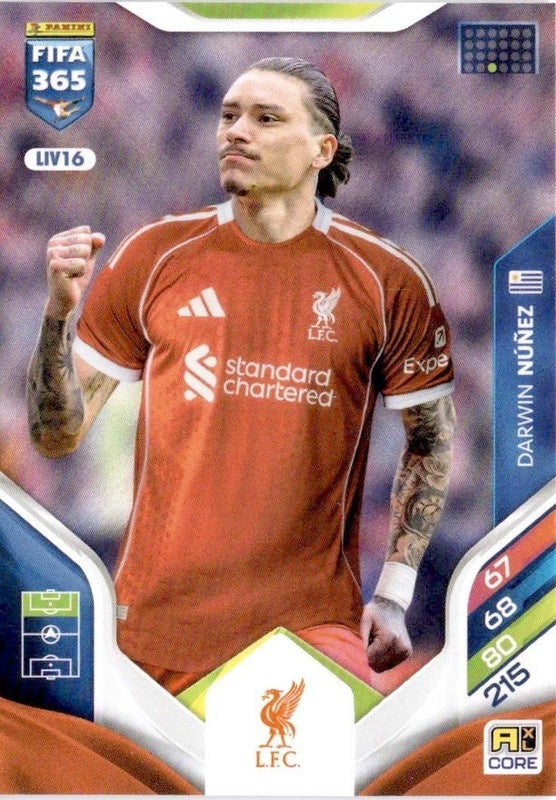 Darwin Núñez Base LIV16 - Panini FIFA 365 2026 Adrenalyn XL kaart
