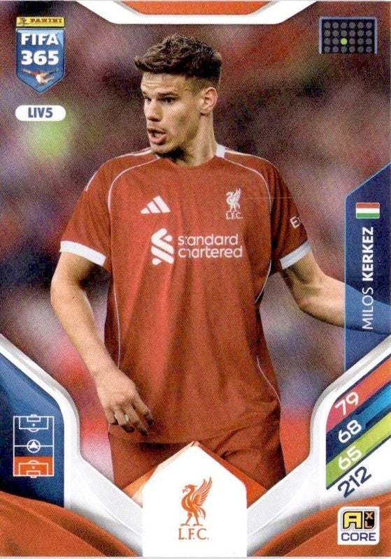 Milos Kerkez Base LIV5 - Panini FIFA 365 2026 Adrenalyn XL kaart