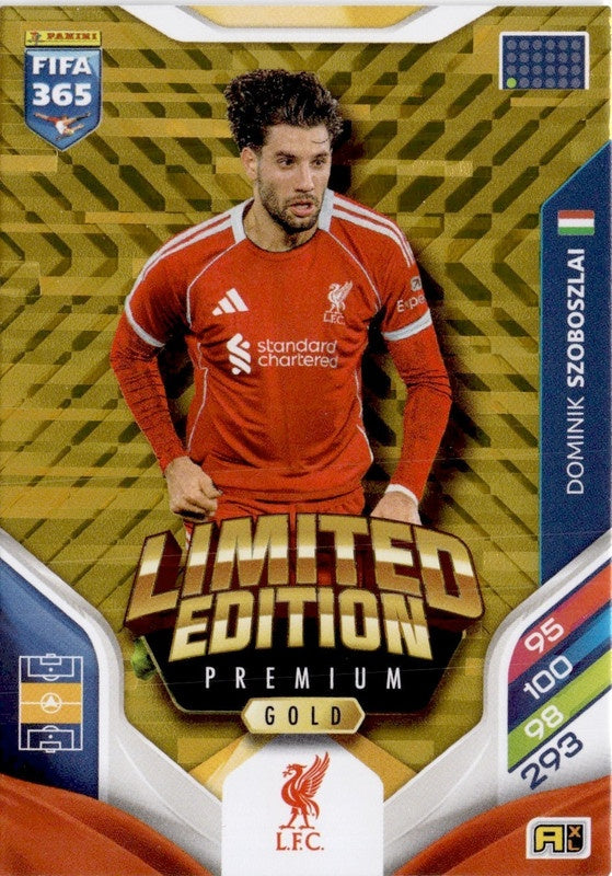 Dominik Szoboszlai Premium Gold Limited Edition Liverpool - Panini FIFA 365 2026 Adrenalyn XL kaart
