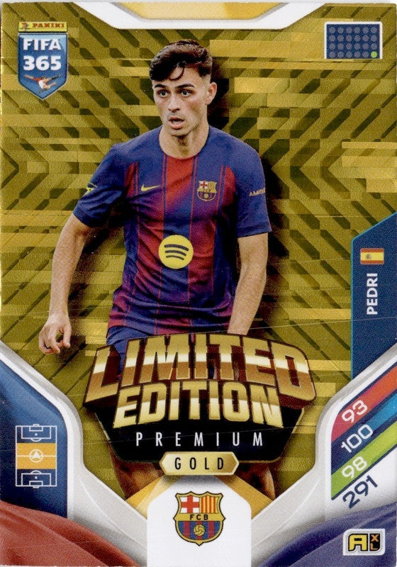 Pedri Premium Gold Limited Edition FC Barcelona - Panini FIFA 365 2026 Adrenalyn XL kaart