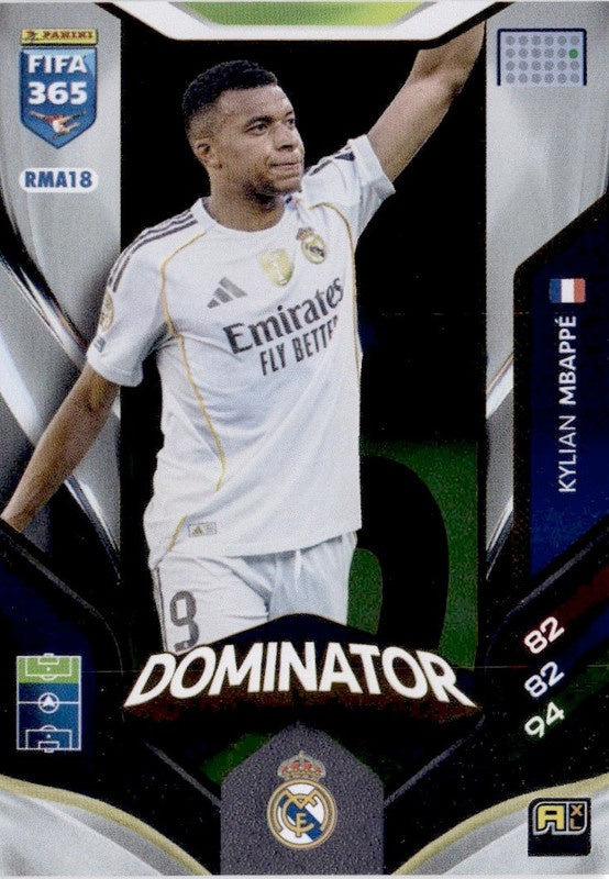 Kylian Mbappé Dominator RMA18 - Panini FIFA 365 2026 Adrenalyn XL kaart Hoofdafbeelding