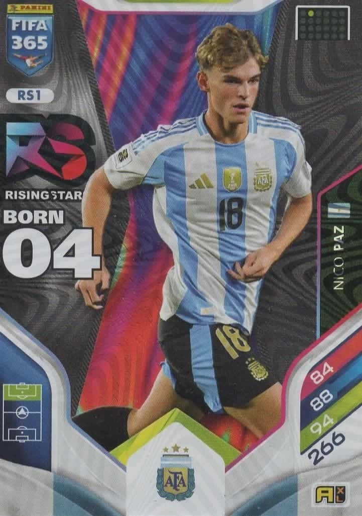 Nico Paz Rising Star RS1 - Panini FIFA 365 2026 Adrenalyn XL kaart Immagine principale del prodotto