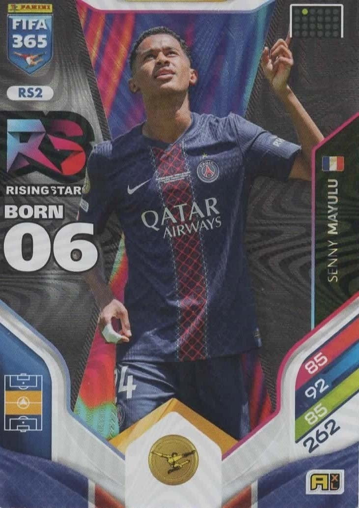 Senny Mayulu Rising Star RS2 - Panini FIFA 365 2026 Adrenalyn XL kaart