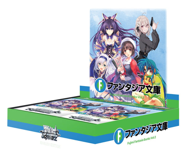 Weiss Schwarz Fujimi Fantasia Bunko Vol.2 Booster Box (Engelse editie) - officiële render van de geopende display met boosterpakjes