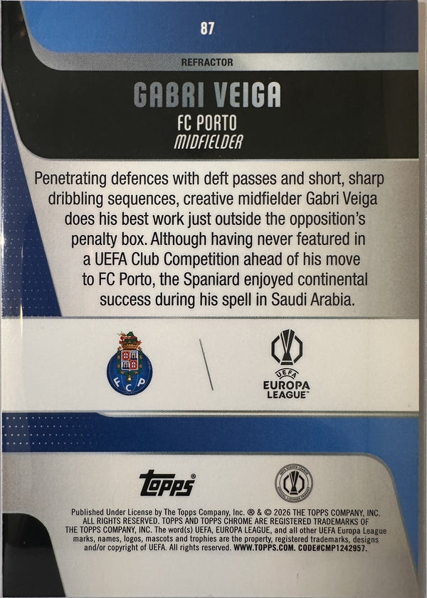 Gabri Veiga - 2025-26 Topps Chrome UEFA Club Competitions (Refractor) [87] - achterkant