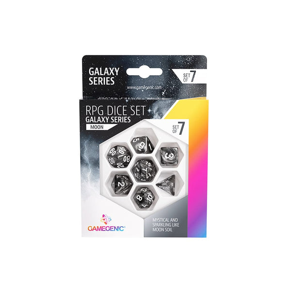 De Moon-dobbelstenen van Gamegenic in de verpakking