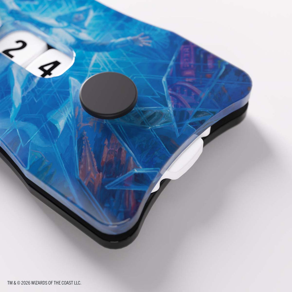 Detail van de draaiknoppen op de Gamegenic Reality Fracture Double Life Counter Overwrite the Multiverse