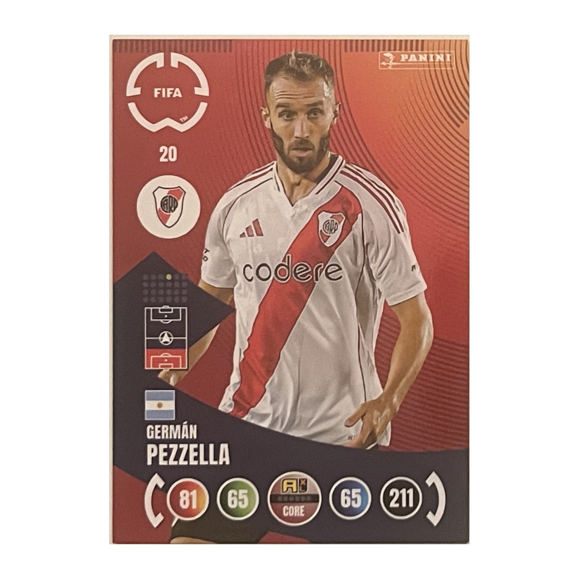 Germán Pezzella Panini Adrenalyn XL FIFA Club World Cup 2025 Team Mate / Core 20 voorkant