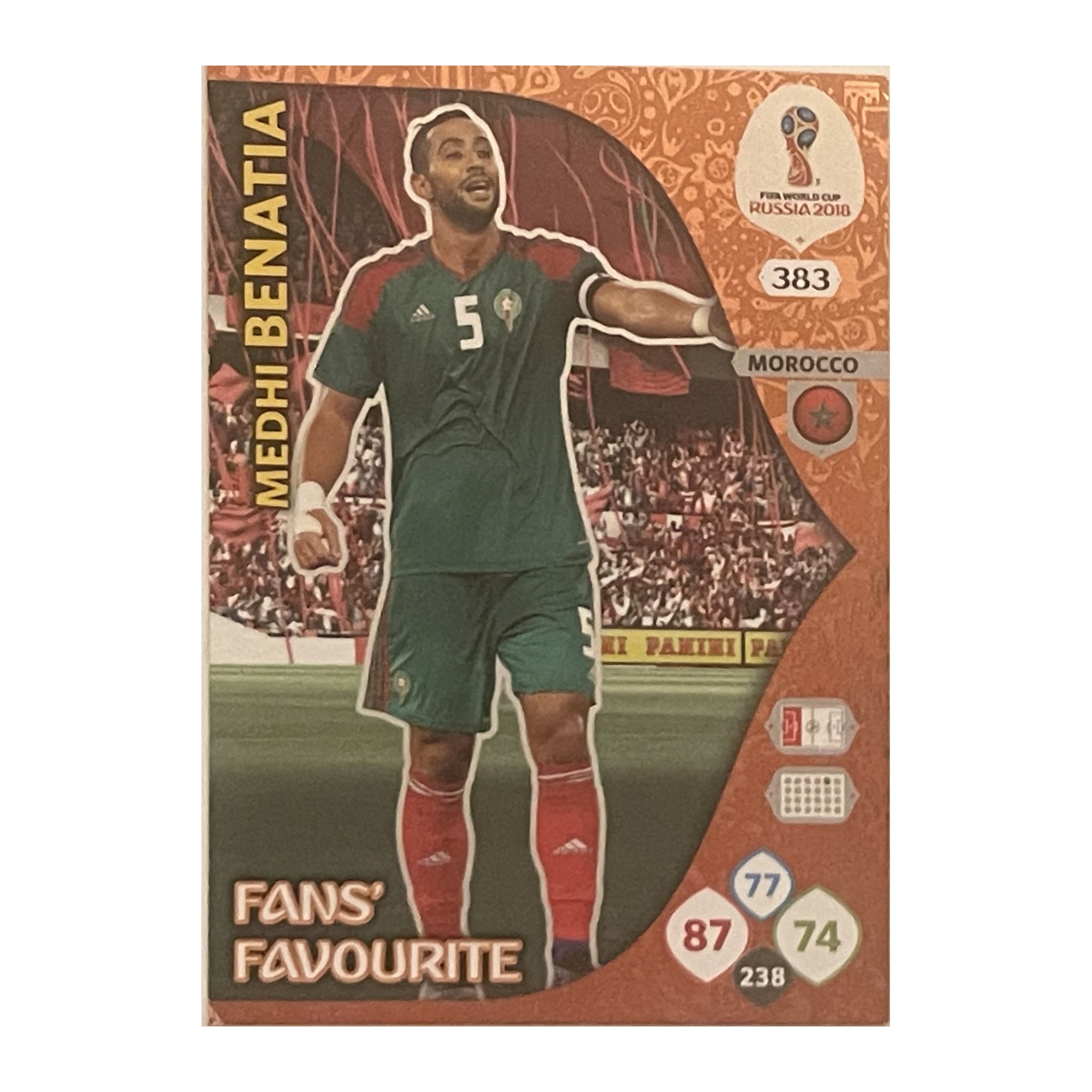 Medhi Benatia Panini Adrenalyn XL FIFA World Cup Russia 2018 Fans' Favourite 383 voorkant