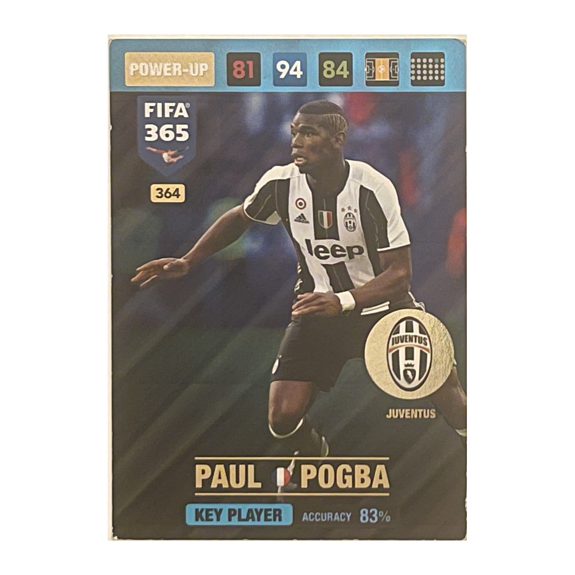 Paul Pogba Panini Adrenalyn XL FIFA 365 2017 Key Player / Power-Up 364 voorkant