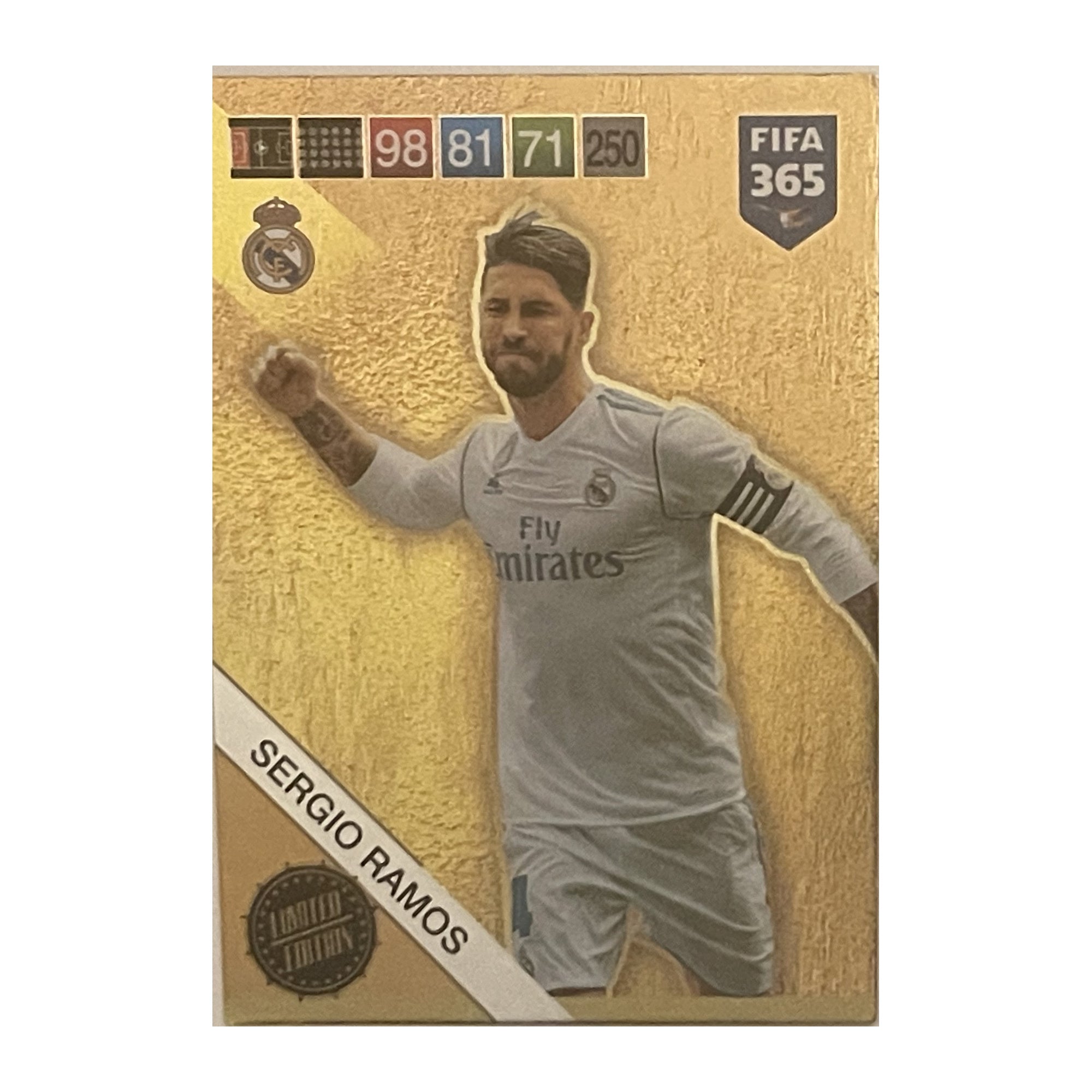 Sergio Ramos Panini Adrenalyn XL FIFA 365 2019 Gold Special NNO voorkant