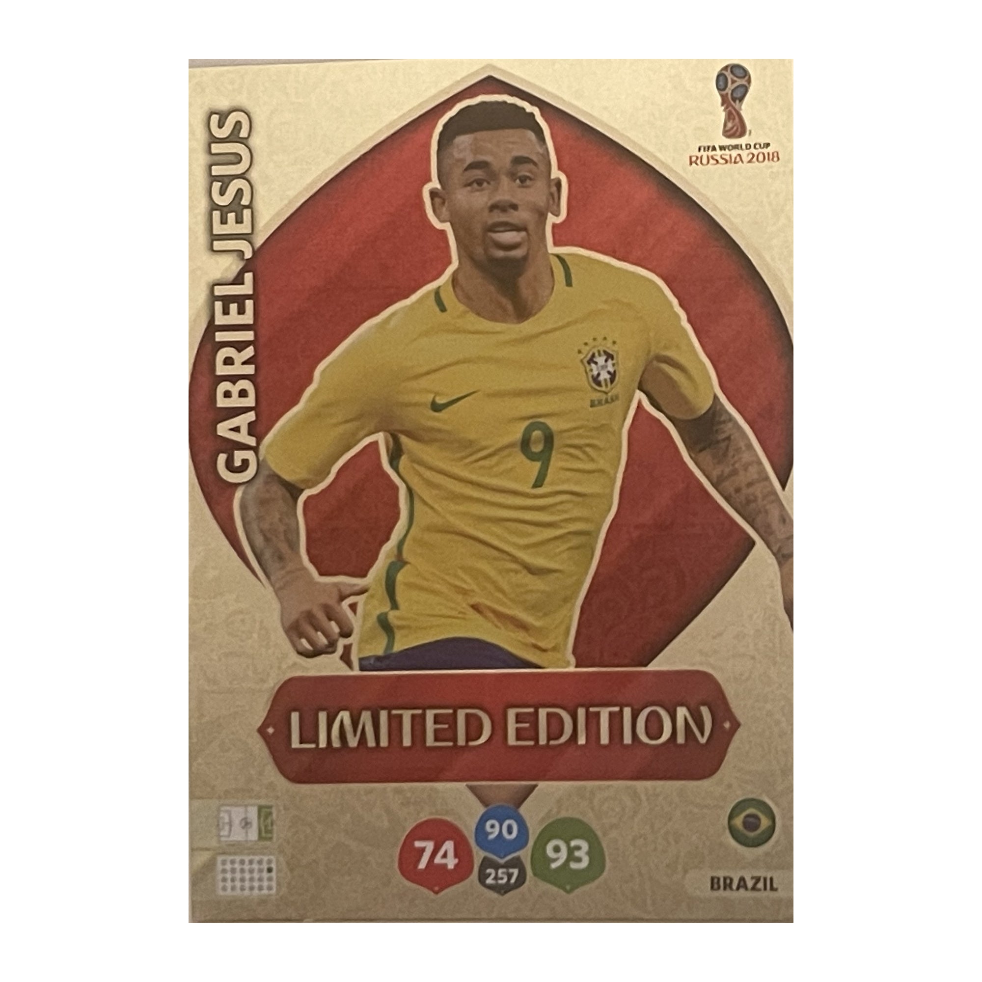 Gabriel Jesus Panini Adrenalyn XL FIFA World Cup Russia 2018 Limited Edition NNO voorkant Main image