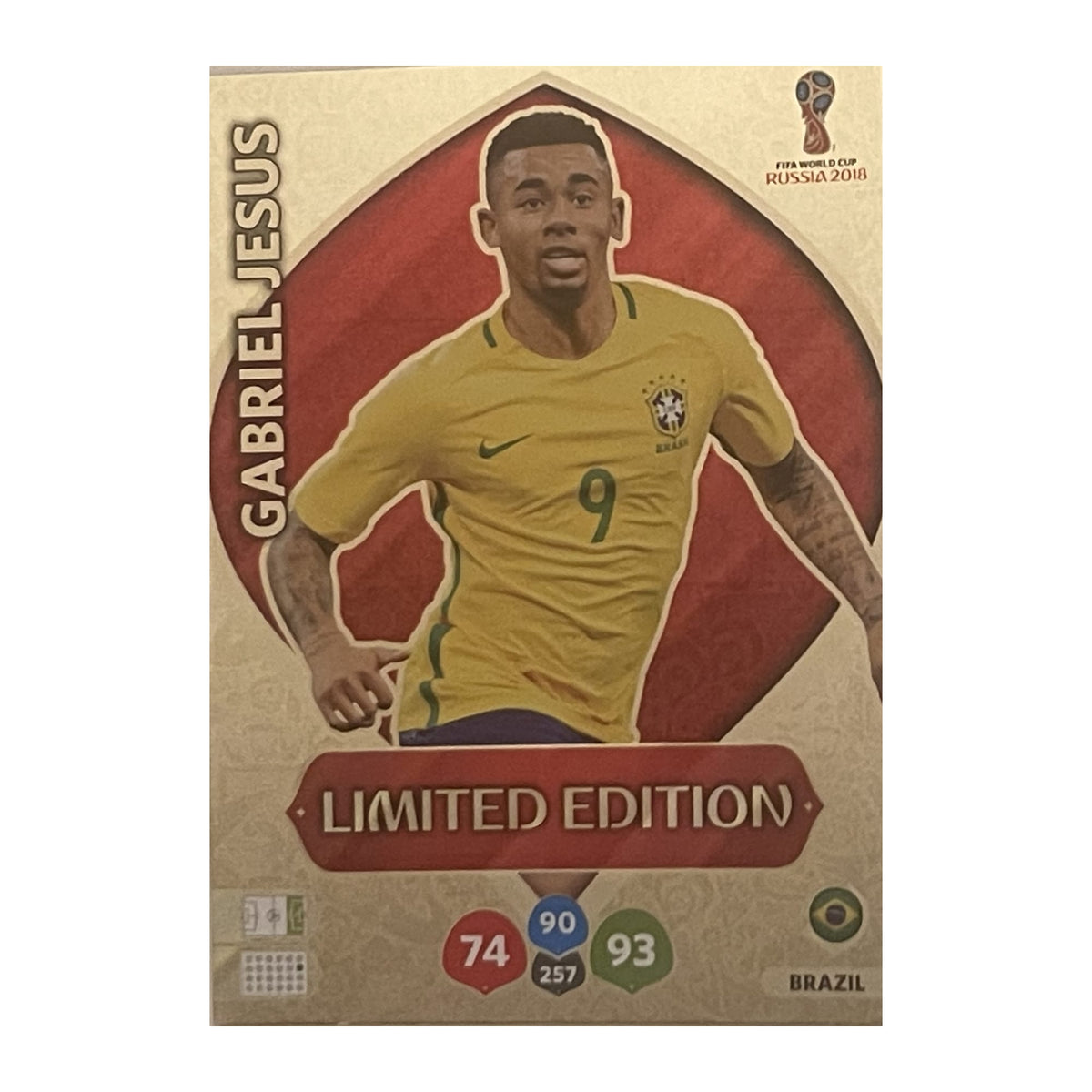 Gabriel Jesus Panini Adrenalyn XL FIFA World Cup Russia 2018 Limited Edition NNO voorkant | Lichcards Image principale du produit