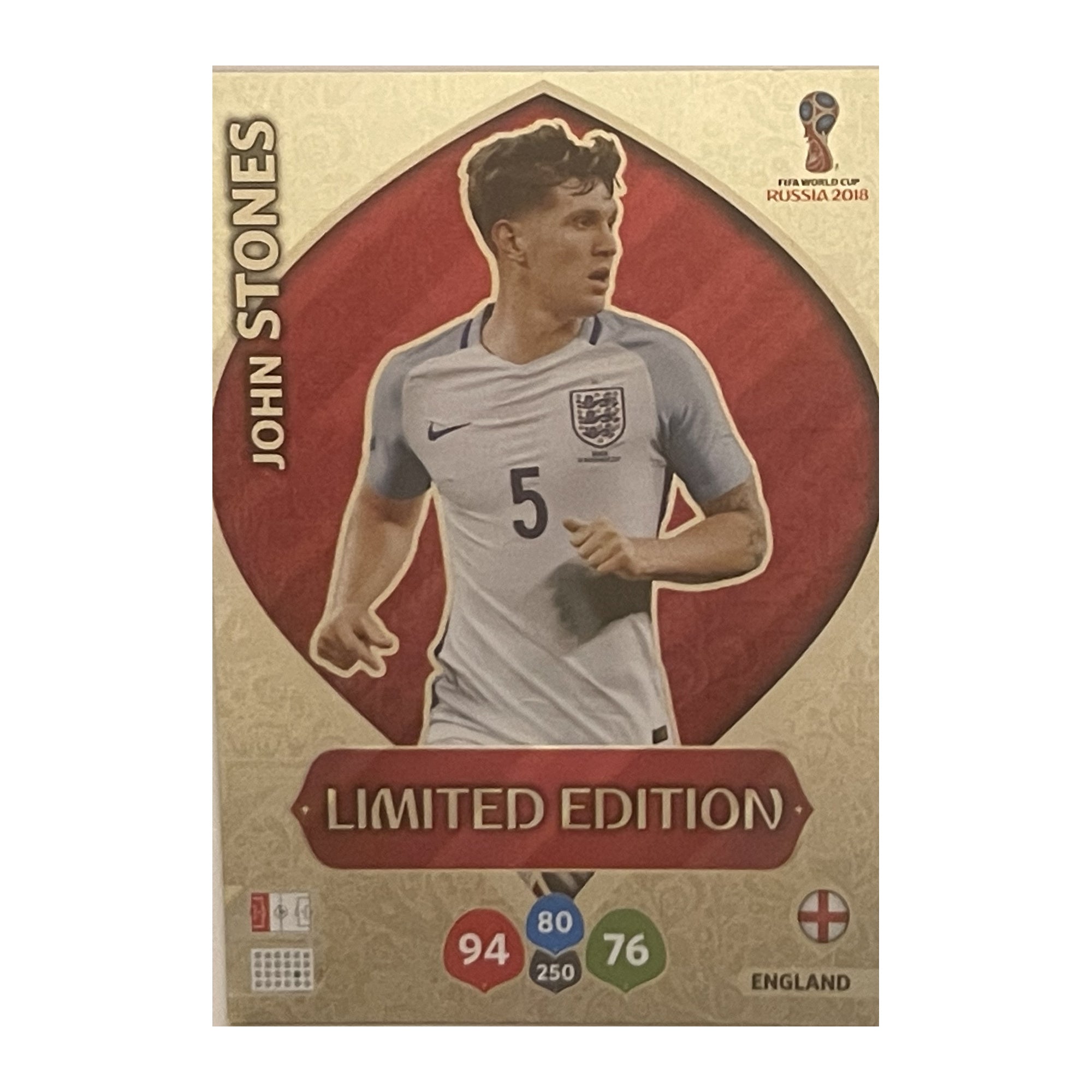 John Stones Panini Adrenalyn XL FIFA World Cup Russia 2018 Limited Edition NNO voorkant Main image