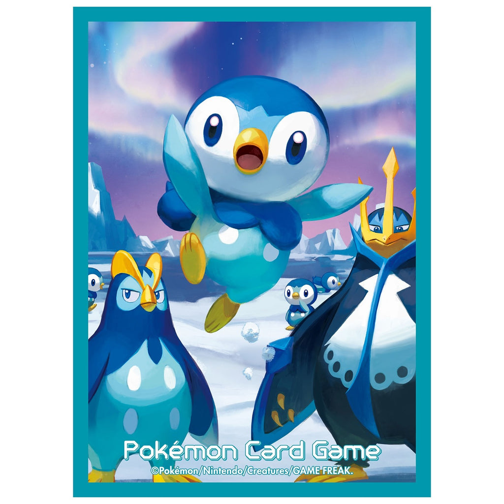 Pokémon Sleeves - Piplup, Prinplup & Empoleon (64 stuks, Japans) – het volledige ontwerp van de sleeve (officiële afbeelding Pokémon Center Japan)