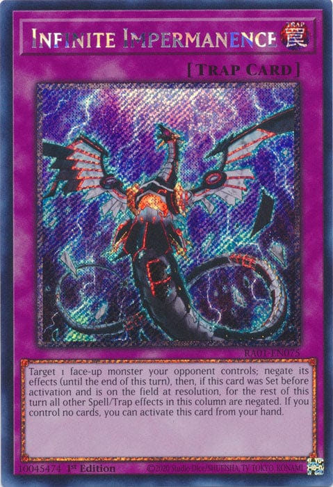 Infinite Impermanence (Platinum Secret Rare) - RA01-EN075 - Platinum Secret Rare - 1st Edition