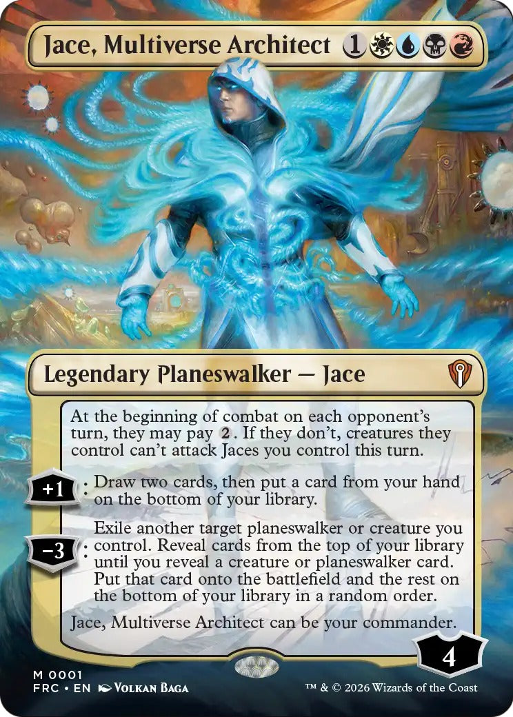 Jace, Multiverse Architect: foil commander met borderless art uit Multiverse Reforged