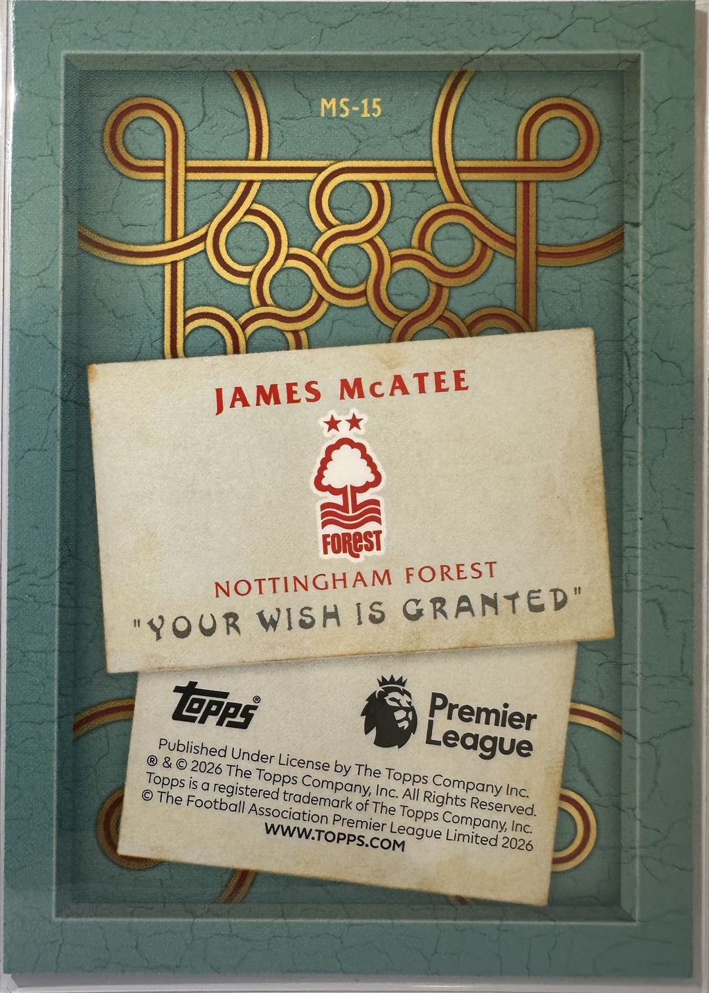 James McAtee - 2025-26 Topps Merlin Premier League (Merlin Speaks) [MS-15] - achterkant