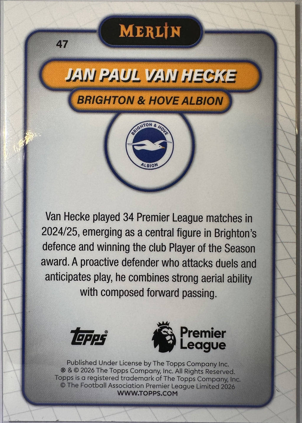 Jan Paul van Hecke - 2025-26 Topps Merlin Premier League (Mojo Refractor) [47] - achterkant