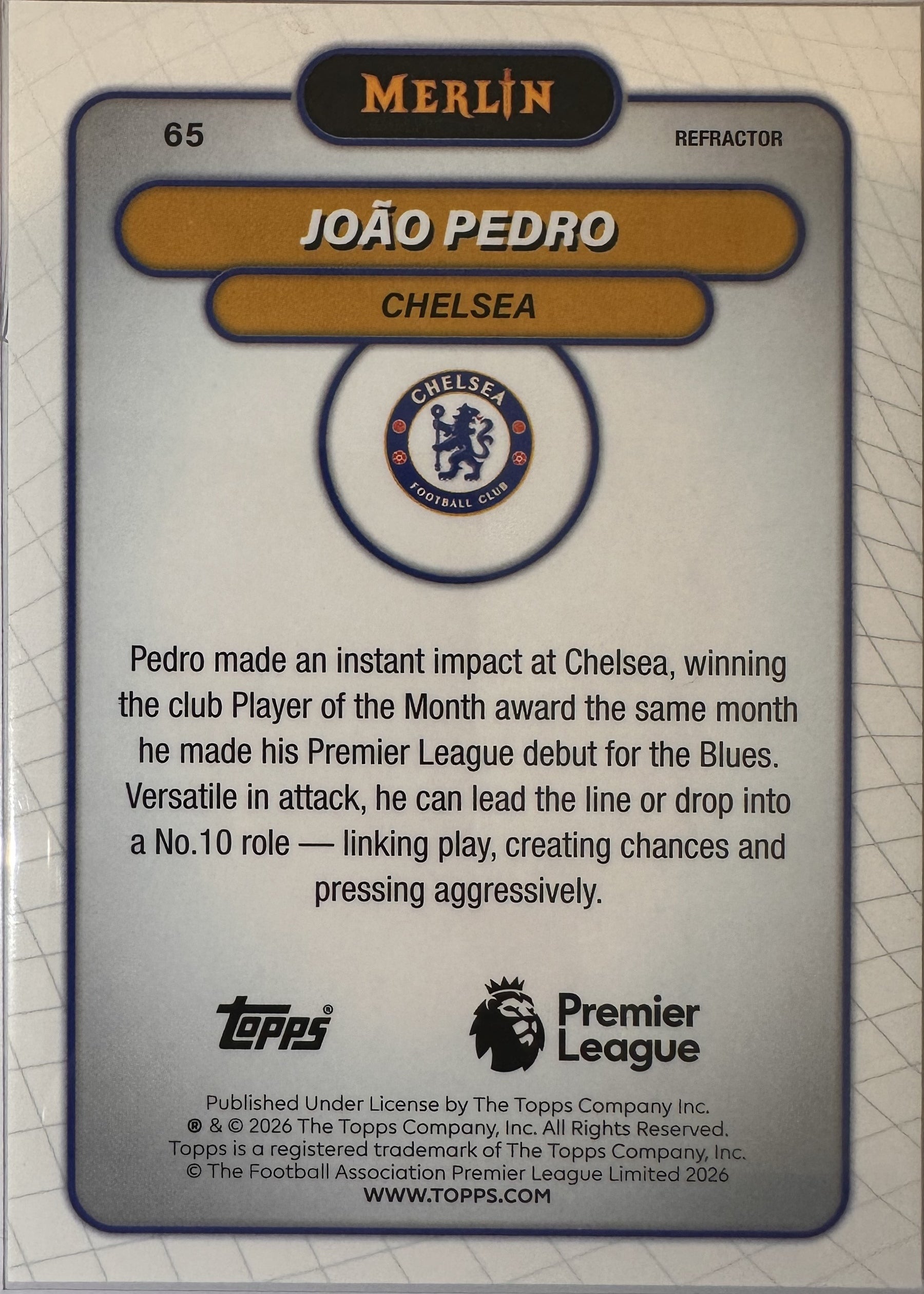 João Pedro - 2025-26 Topps Merlin Premier League (Refractor) [65] - achterkant