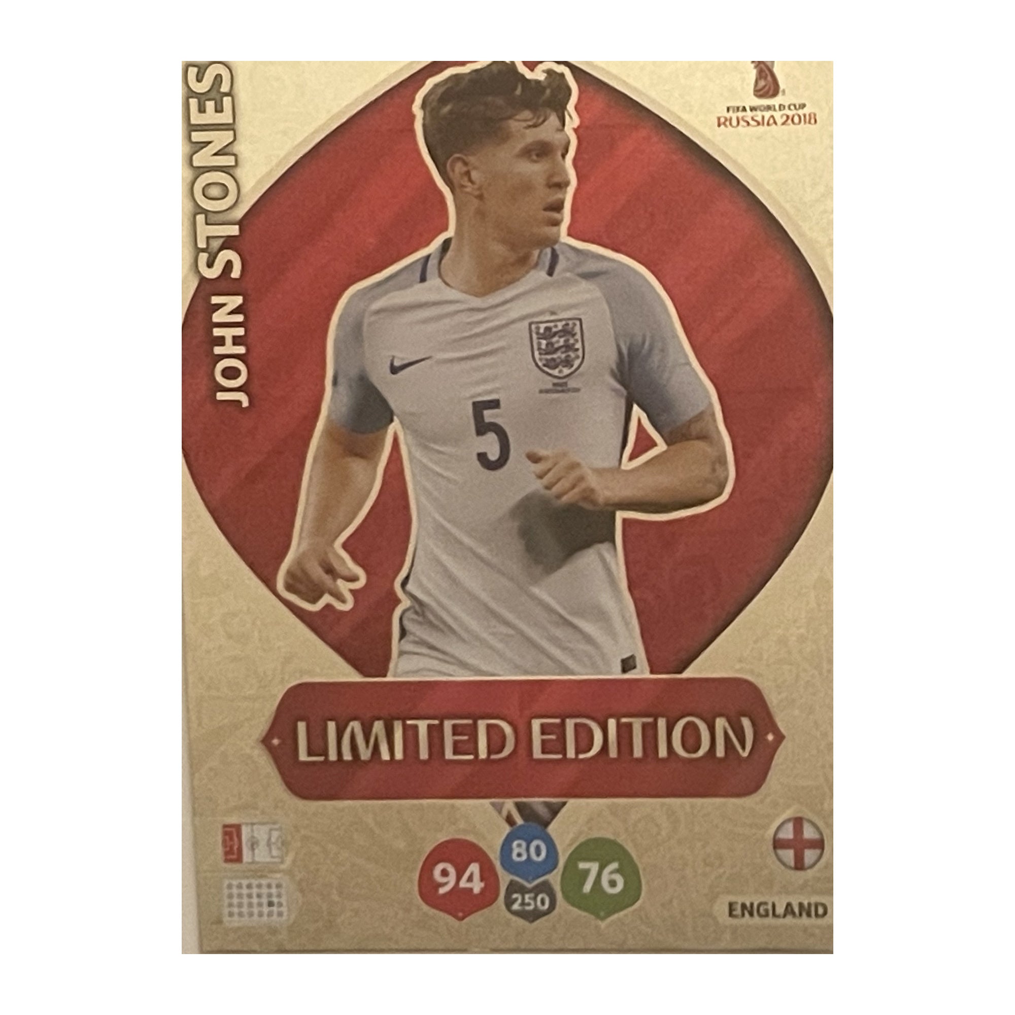 John Stones - Panini Adrenalyn XL FIFA World Cup Russia 2018 (Limited Edition) [NNO] - originele kaartvoorkant Main image