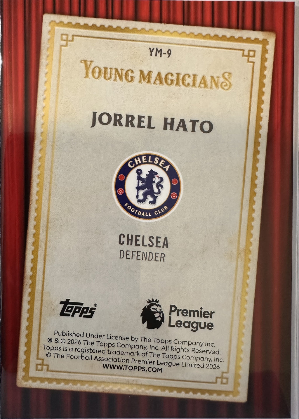 Jorrel Hato - 2025-26 Topps Merlin Premier League (Merlin's Young Magicians) [YM-9] - achterkant