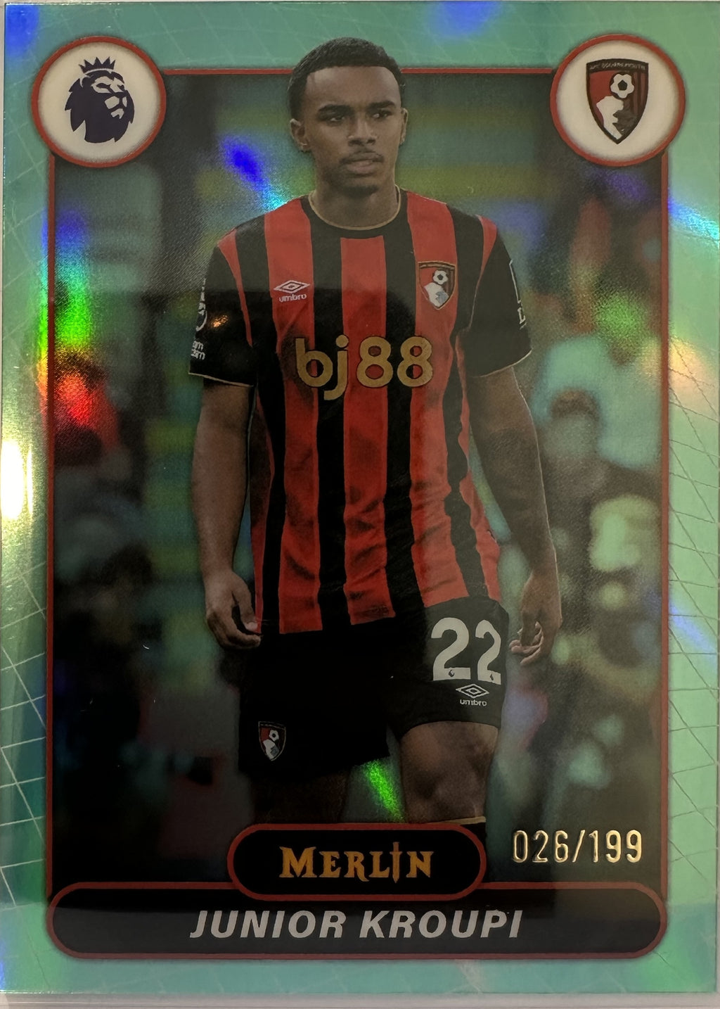 Junior Kroupi - 2025-26 Topps Merlin Premier League (Aqua Refractor 026/199) [5] - voorkant