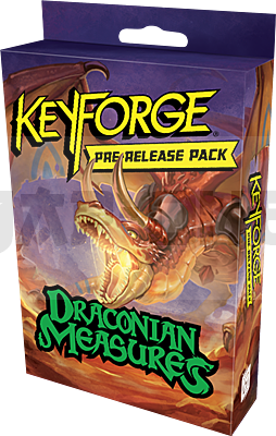 Verpakking van de Engelstalige KeyForge Draconian Measures Pre-Release Kit