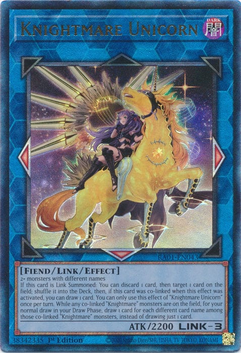 Knightmare Unicorn (Alternate Art) (PUR) - RA01-EN043 - Prismatic Ultimate Rare - 1st Edition