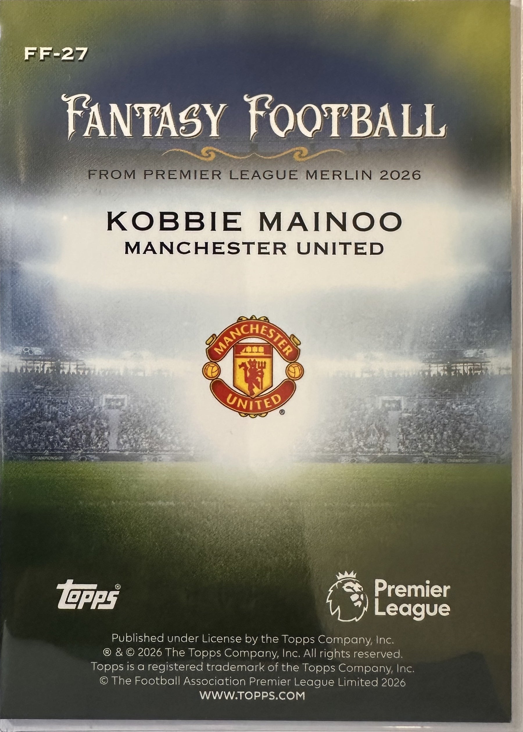 Kobbie Mainoo - 2025-26 Topps Merlin Premier League (Fantasy Football) [FF-27] - achterkant