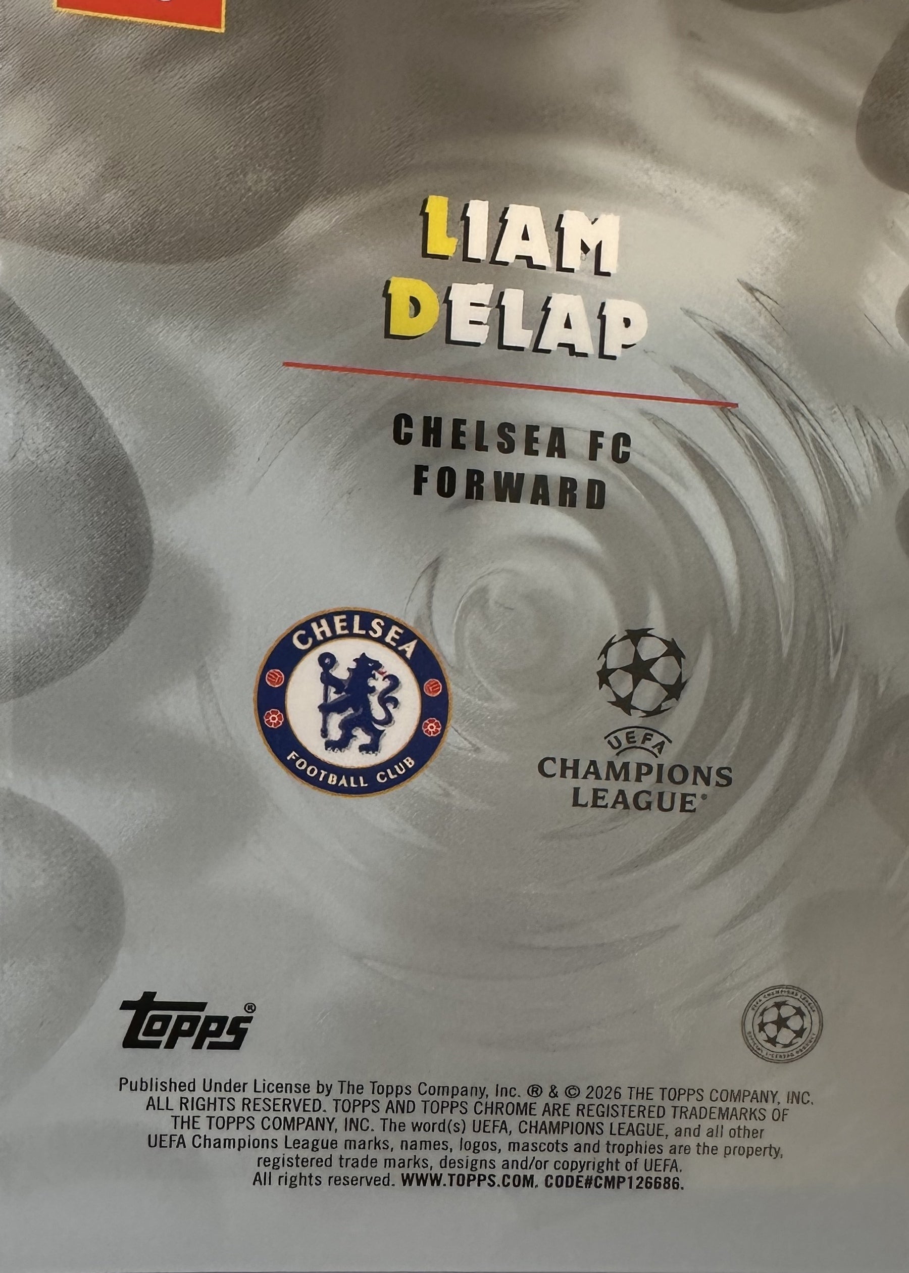 Liam Delap - 2025-26 Topps Chrome UEFA Club Competitions (Power Players) [PP-8] - achterkant