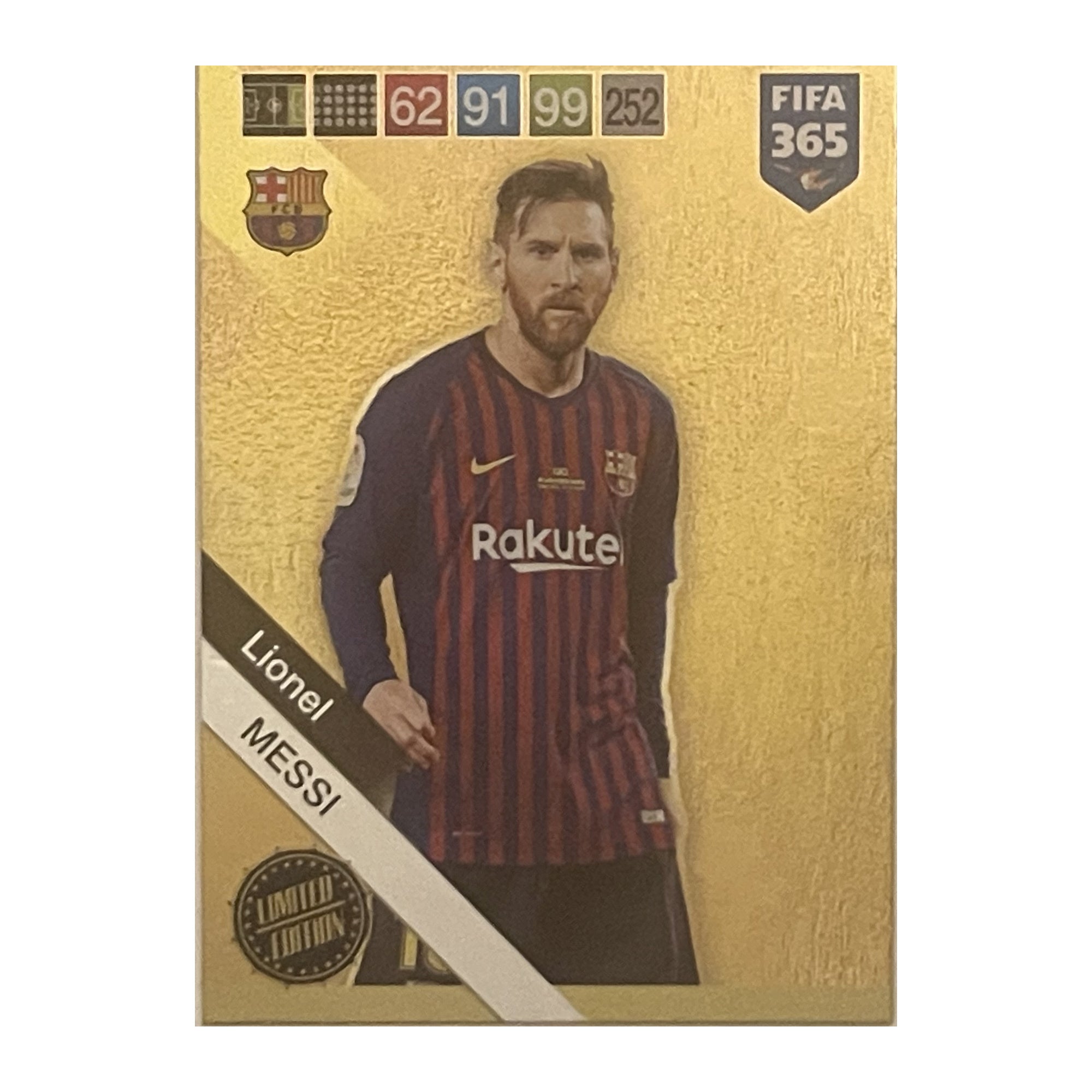 Lionel Messi - Panini Adrenalyn XL FIFA 365 2019 (Gold Special) [NNO] - voetbalkaart voorkant