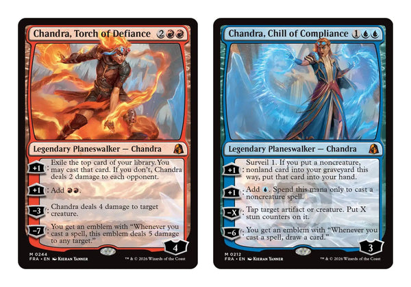 Echoed pair uit Reality Fracture: Chandra, Torch of Defiance en Chandra, Chill of Compliance