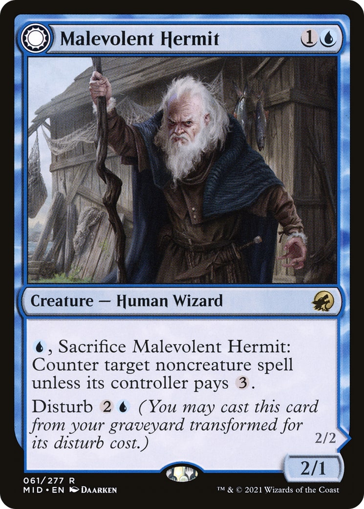 Malevolent Hermit // Benevolent Geist – Innistrad: Midnight Hunt 61 – Magic: The Gathering single card | Lichcards Hauptbild