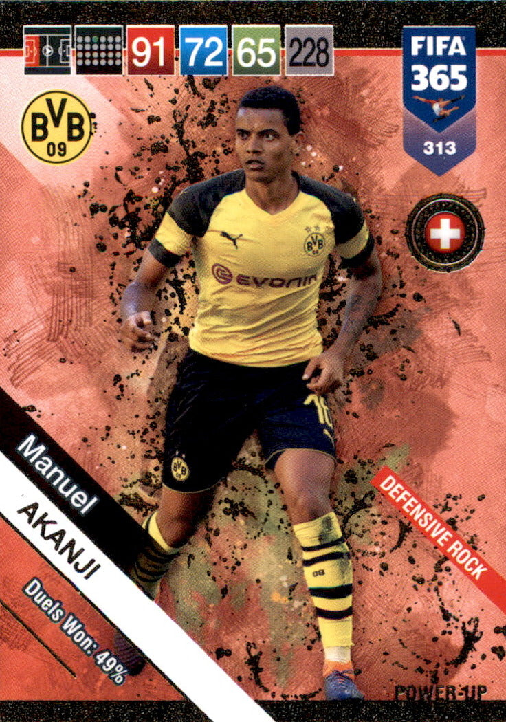 Manuel Akanji - FIFA 365: 2019 Adrenalyn XL Power-Up – Defensive Rock #313 - Near Mint