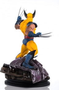 Het ongemaskerde portret van Logan bij het Wolverine-beeld