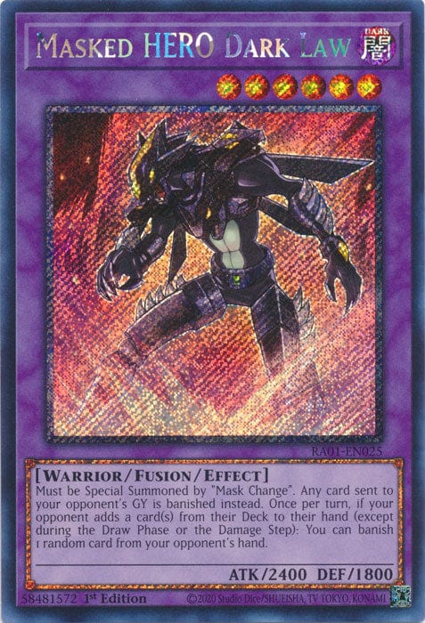 Masked HERO Dark Law (Platinum Secret Rare) - RA01-EN025 - Platinum Secret Rare - 1st Edition