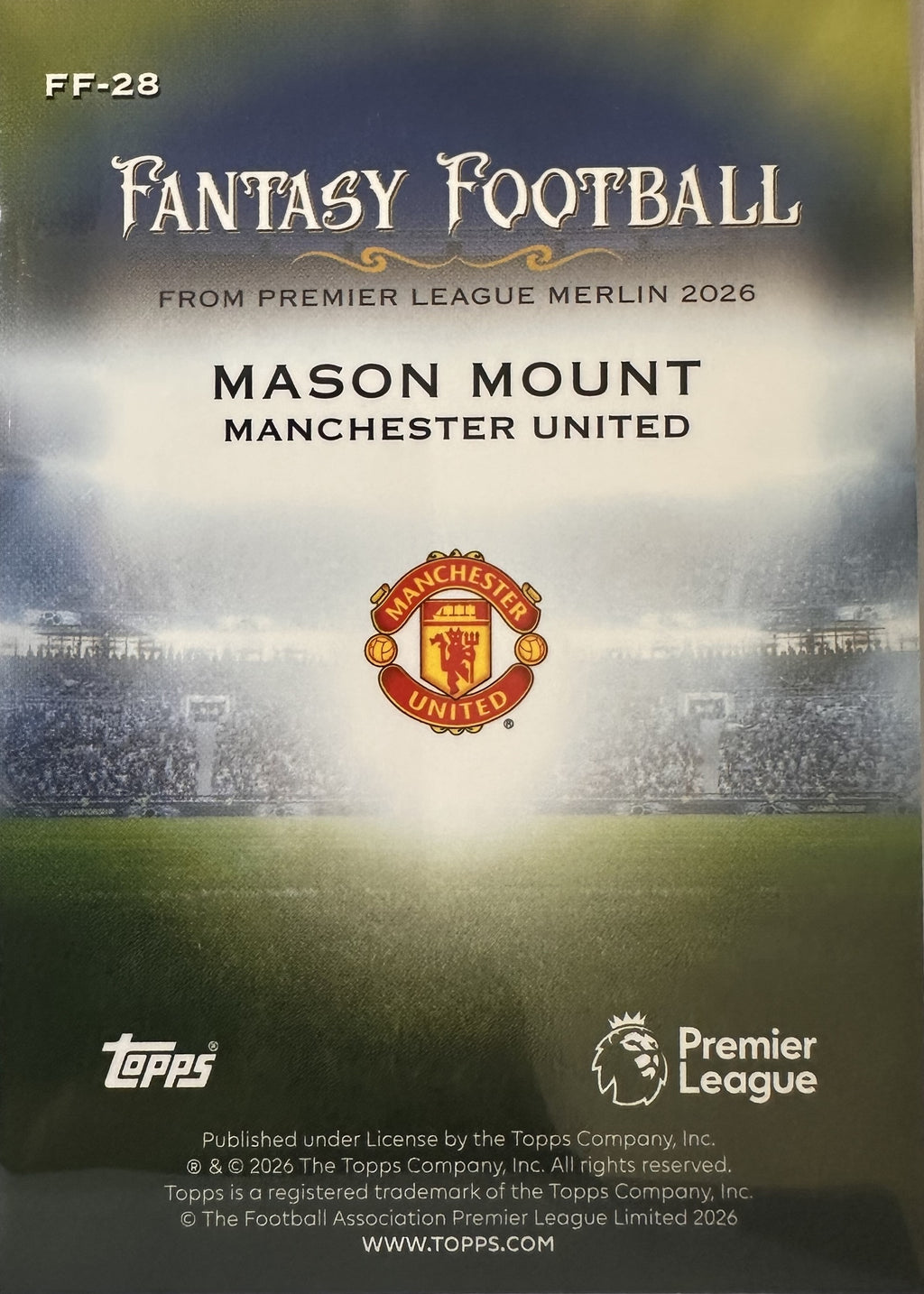 Mason Mount - 2025-26 Topps Merlin Premier League (Fantasy Football) [FF-28] - achterkant
