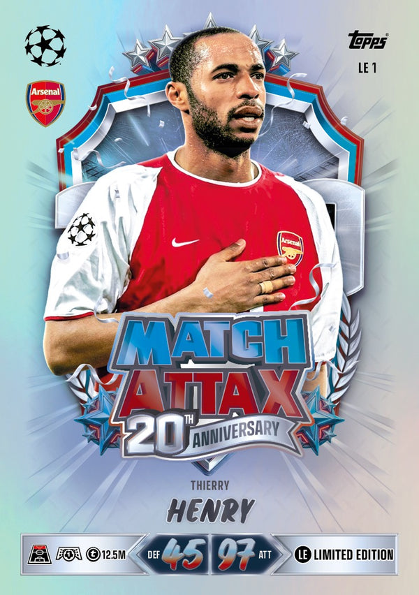 Voorbeeld 20th Anniversary Limited Edition-kaart uit Match Attax 2026/27 (Thierry Henry)