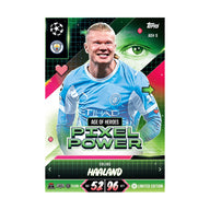 Voorbeeld Age of Heroes Pixel Power Limited Edition-kaart uit Booster Tin #3 (Erling Haaland)