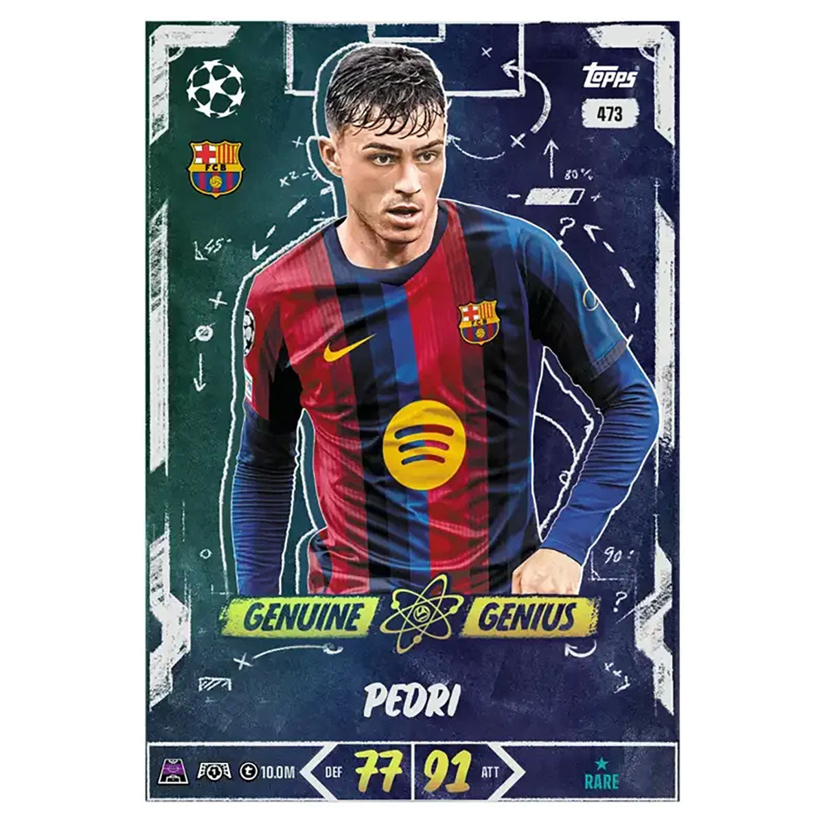 Voorbeeld Genuine Genius-insert uit Match Attax 2026/27 (Pedri)