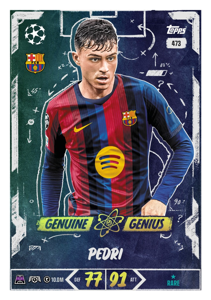Voorbeeld Genuine Genius-insert uit Match Attax 2026/27 (Pedri)
