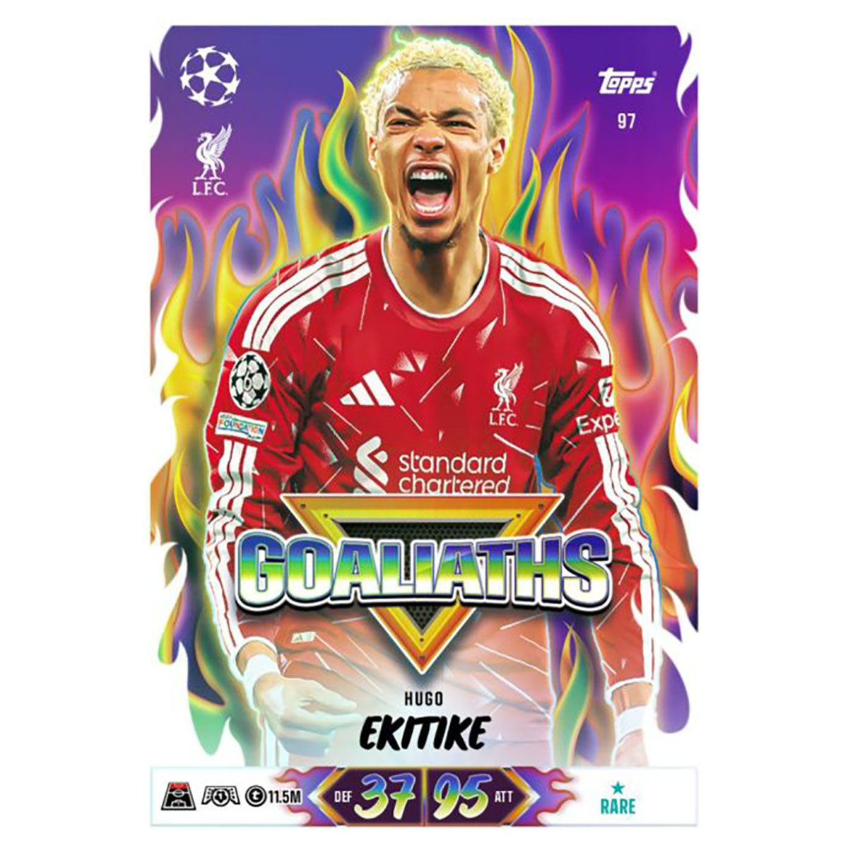 Voorbeeld Goaliaths-insert uit Match Attax 2026/27 (Hugo Ekitike)