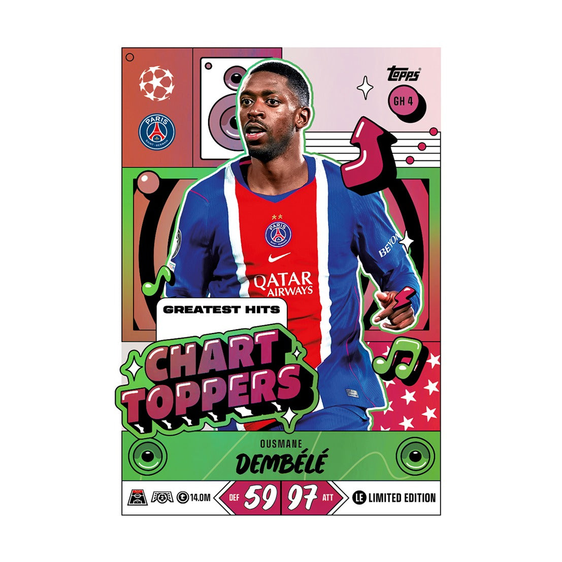 Voorbeeld Greatest Hits Chart Toppers Limited Edition-kaart uit Mega Tin #1 (Ousmane Dembélé)