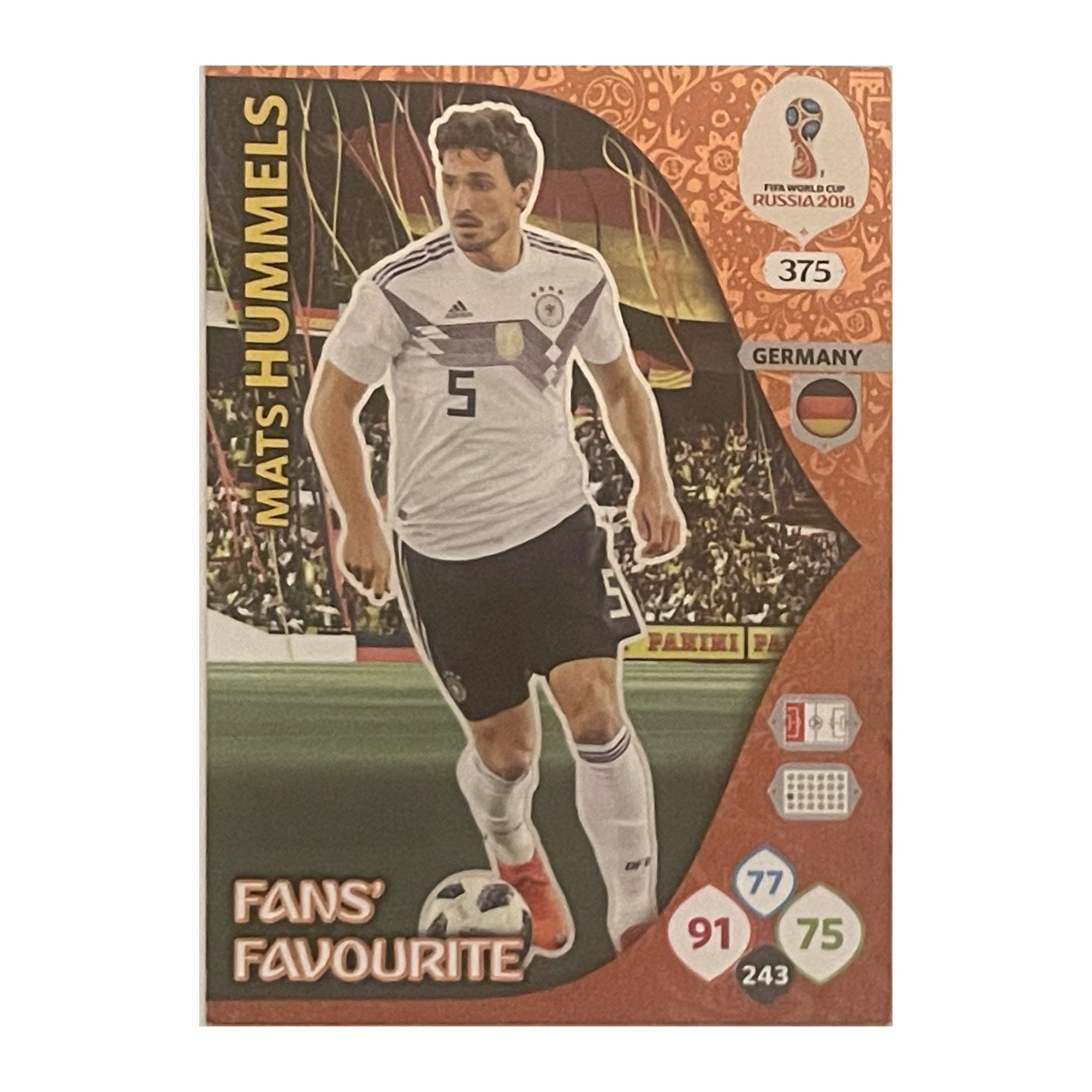 Mats Hummels - Panini Adrenalyn XL FIFA World Cup Russia 2018 (Fans' Favourite) [375] - voetbalkaart voorkant