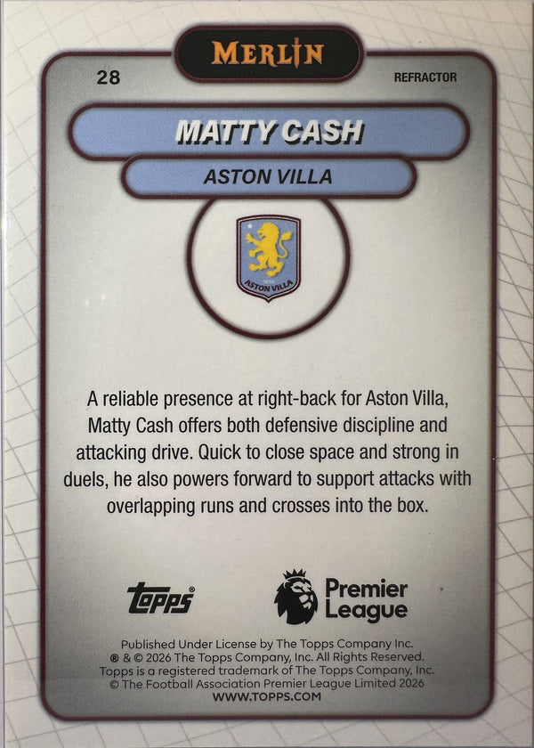 Matty Cash - 2025-26 Topps Merlin Premier League (Refractor) [28] - achterkant