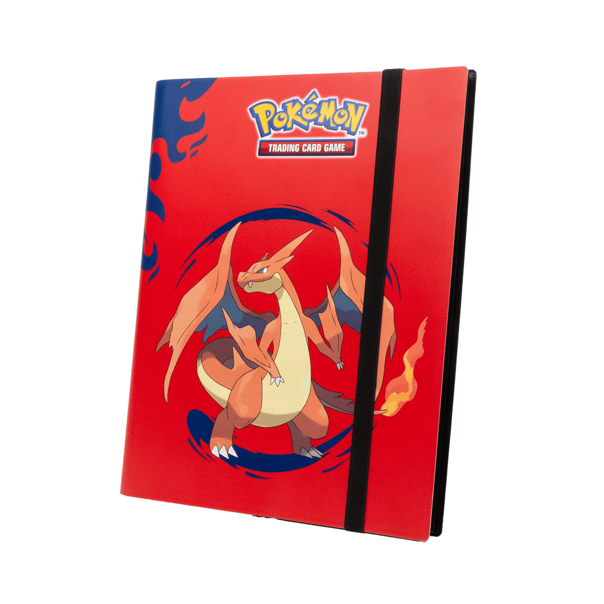 Schuin vooraanzicht van Ultra PRO Mega Charizard X en Y 9-Pocket PRO-Binder