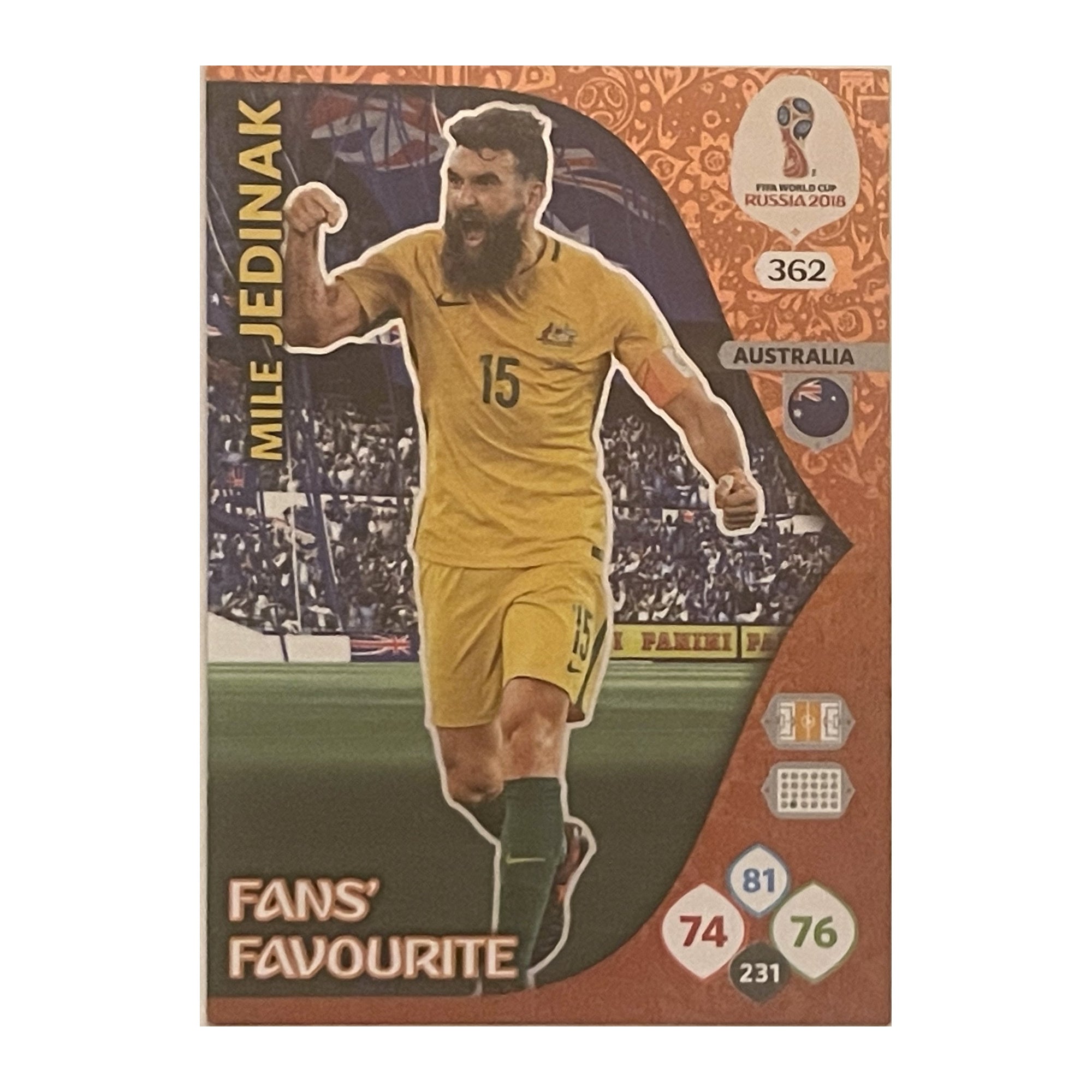 Mile Jedinak - Panini Adrenalyn XL FIFA World Cup Russia 2018 (Fans' Favourite) [362] - voetbalkaart voorkant