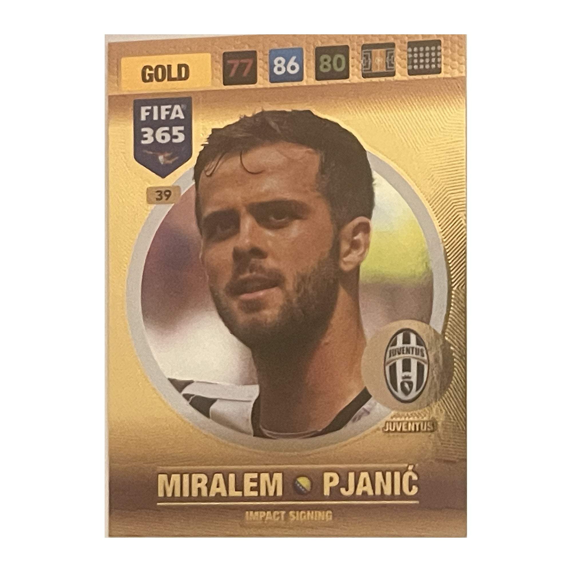 Miralem Pjanić - Panini Adrenalyn XL FIFA 365 2017 (Impact Signing / Gold) [39] - voetbalkaart voorkant